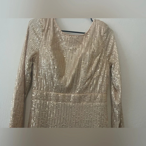 Miss ORD maxi Gold sequin princess prom dress size L - Picture 3 of 12